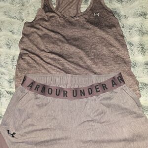 Under Armour Pink Tank Top and Shorts Set Sz M